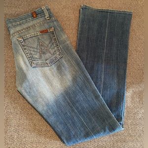 7 For All Mankind "A" Pocket Stonewashed Denim Blue Jeans Size 28. Rare find.